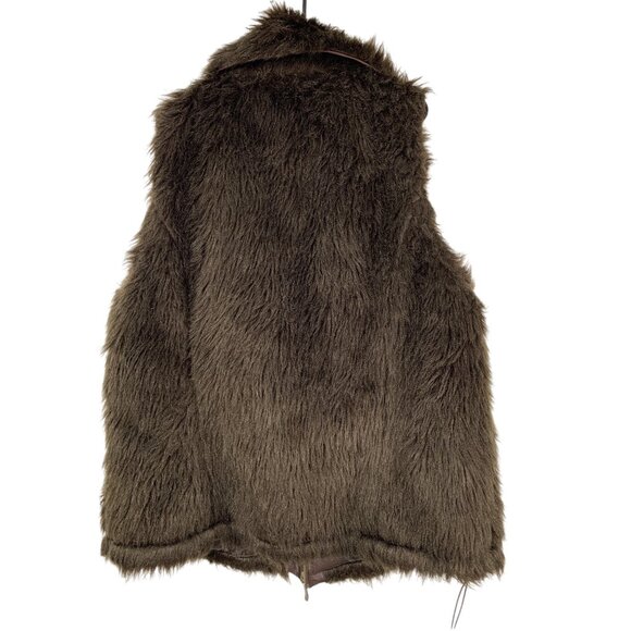 New Laura Lane Choc Brown Faux Fur Vest 3X Plus Full Zip Pockets - Picture 6 of 11